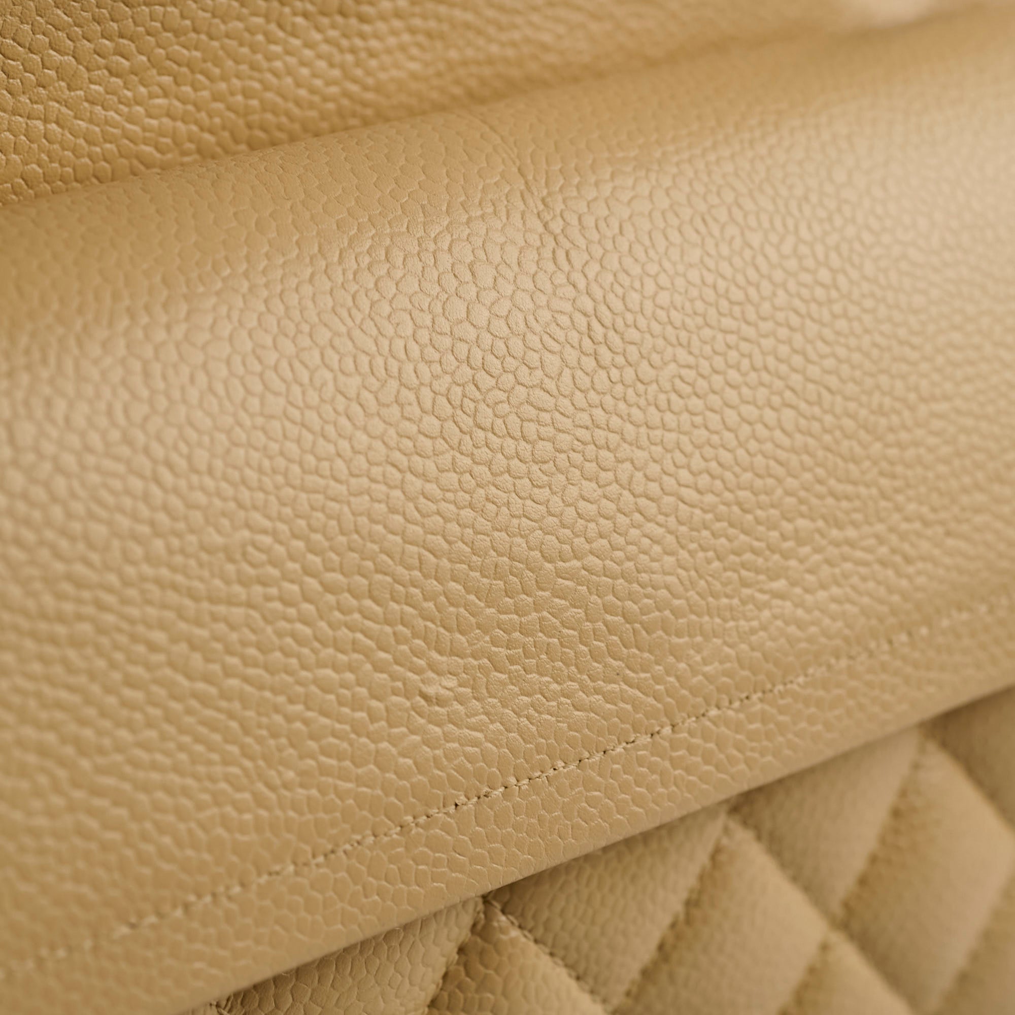 Chanel Medium/Large Caviar Double Classic Flap Beige