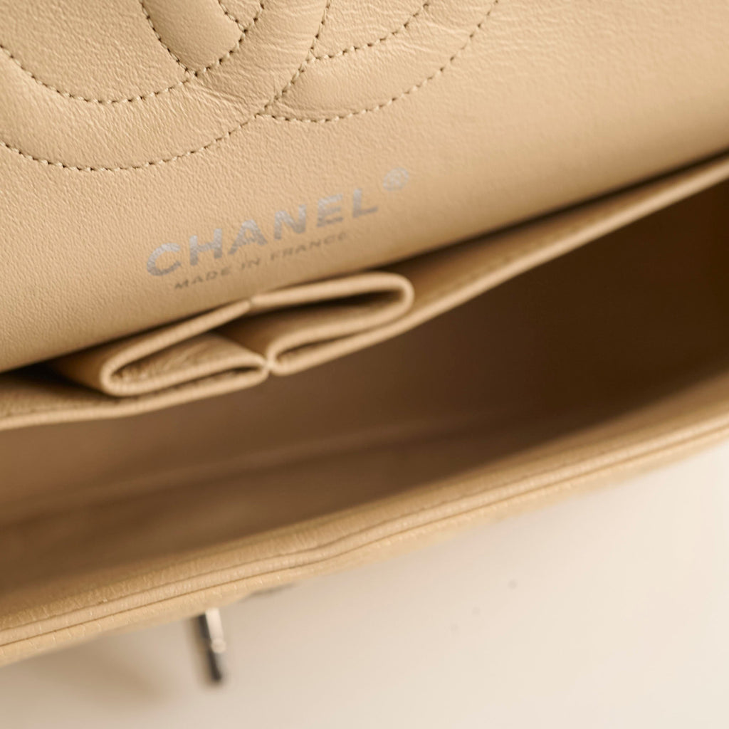 Chanel Medium/Large Caviar Double Classic Flap Beige