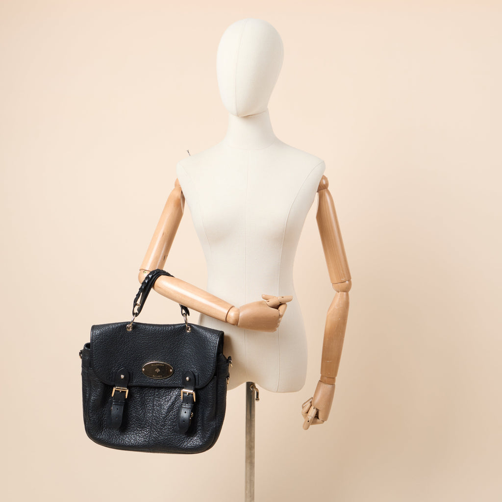 Mulberry Top Handle Trout in Black, Calfskin Leather
