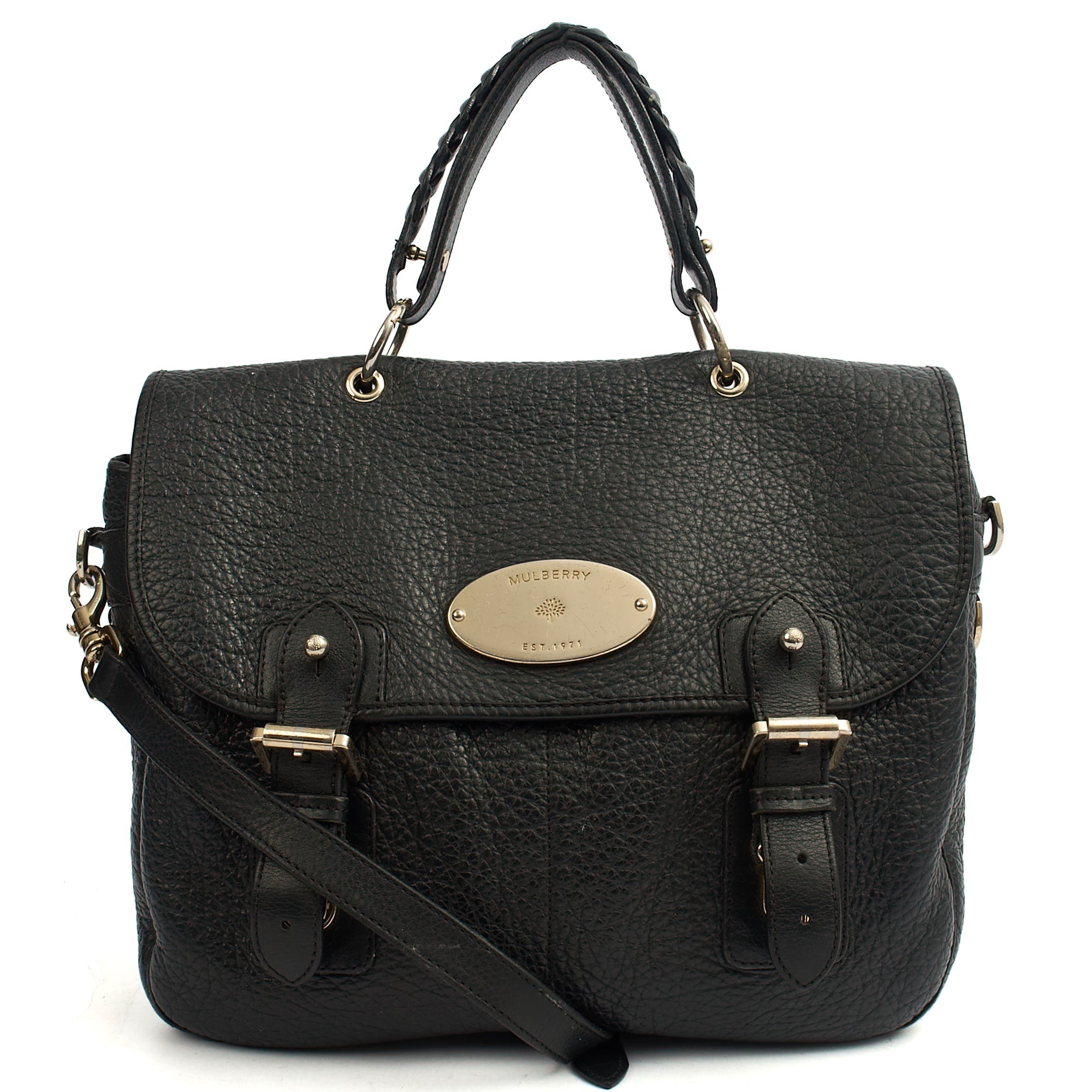Mulberry Top Handle Trout in Black, Calfskin Leather