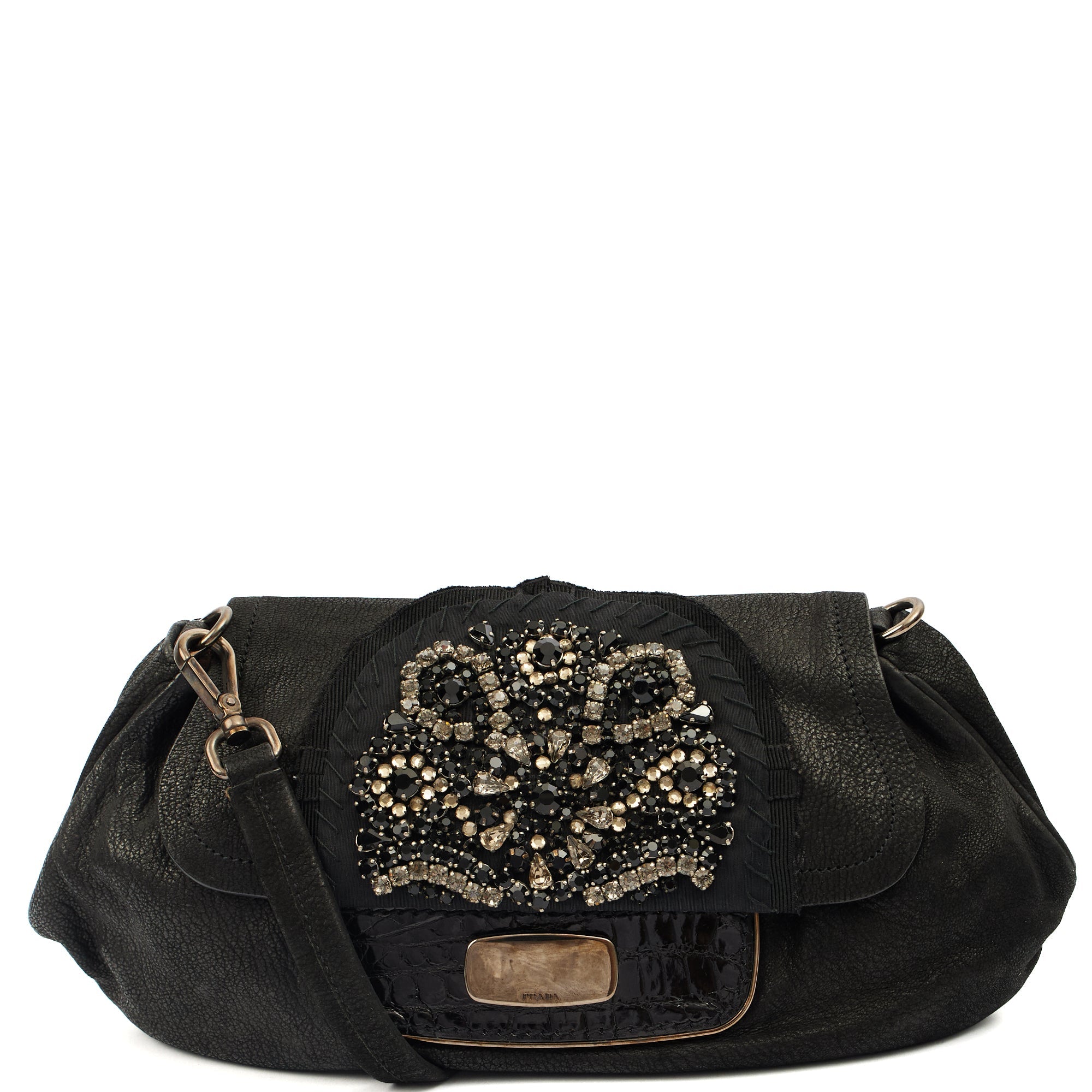 Prada Cross Body Evening Bag in Black, Leather