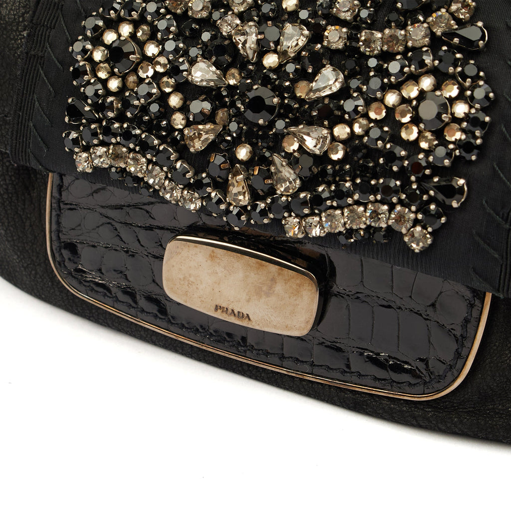 Prada Cross Body Evening Bag in Black, Leather