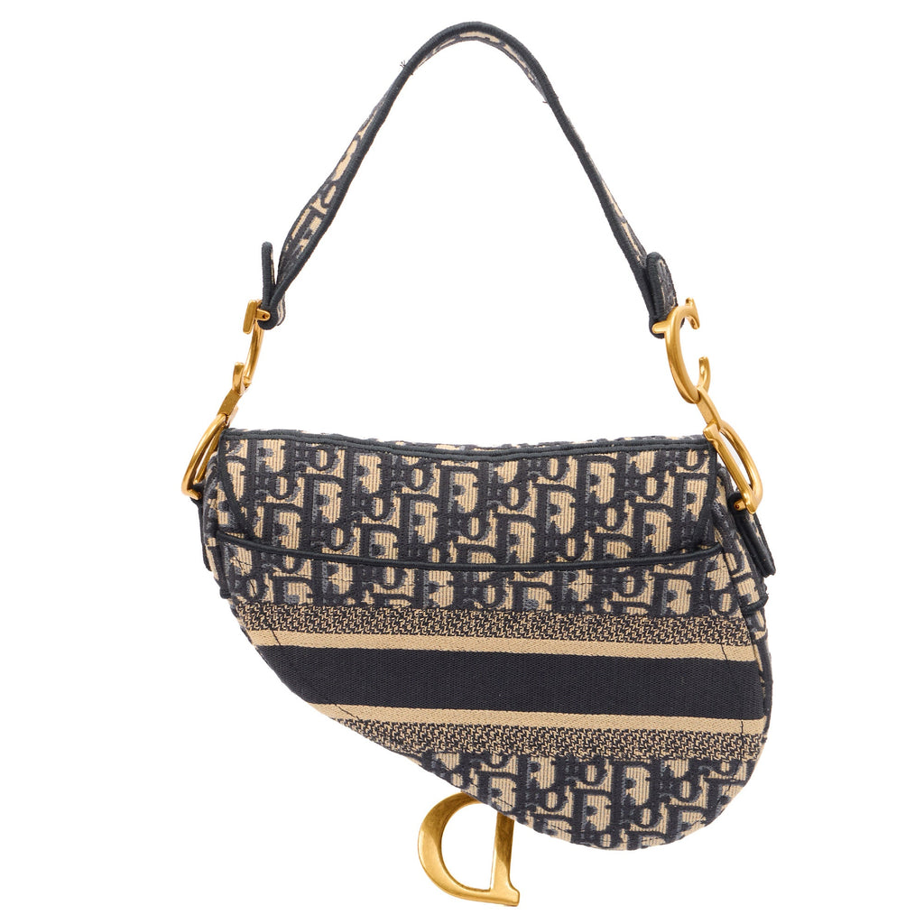 Christian Dior Shoulder Bag Saddle Bag in Blue, Dior Oblique Embroidery