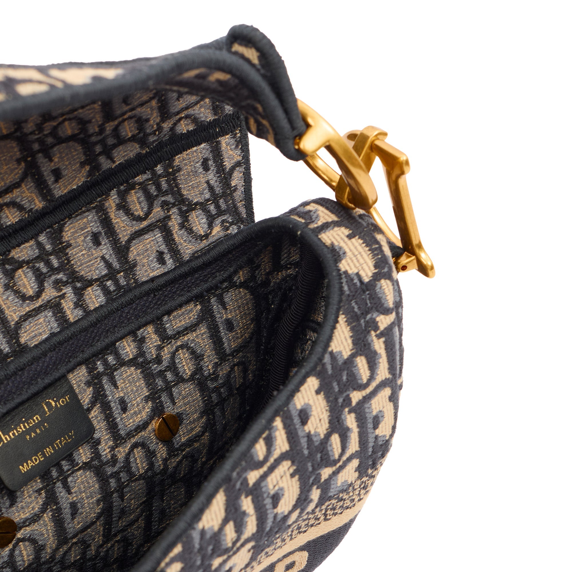 Christian Dior Shoulder Bag Saddle Bag in Blue, Dior Oblique Embroidery