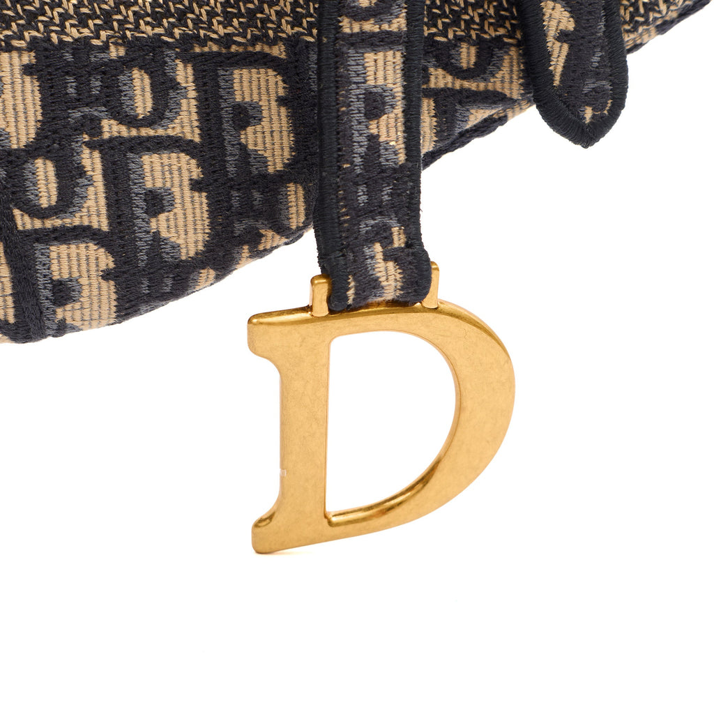 Christian Dior Shoulder Bag Saddle Bag in Blue, Dior Oblique Embroidery