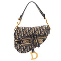 Christian Dior Shoulder Bag Saddle Bag in Blue, Dior Oblique Embroidery