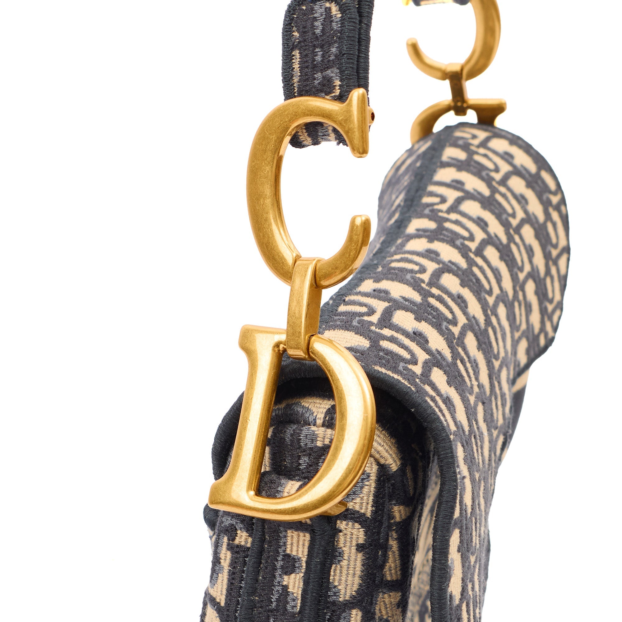 Christian Dior Shoulder Bag Saddle Bag in Blue, Dior Oblique Embroidery