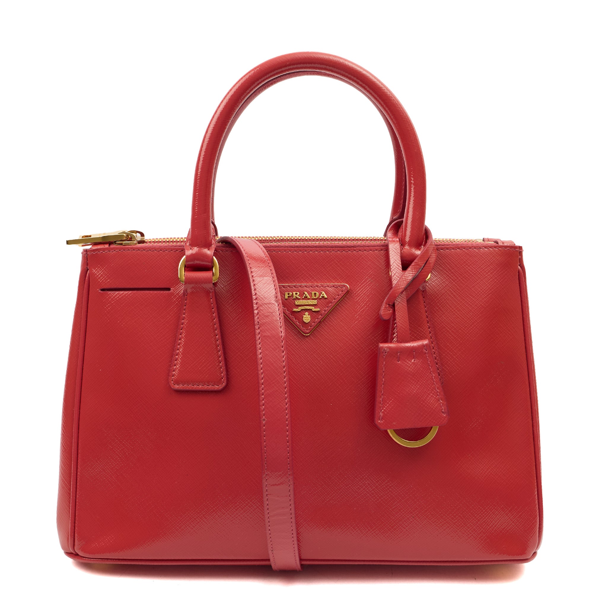 Prada Cross Body Galleria - Small Double Zip Tote in Pink, Leather