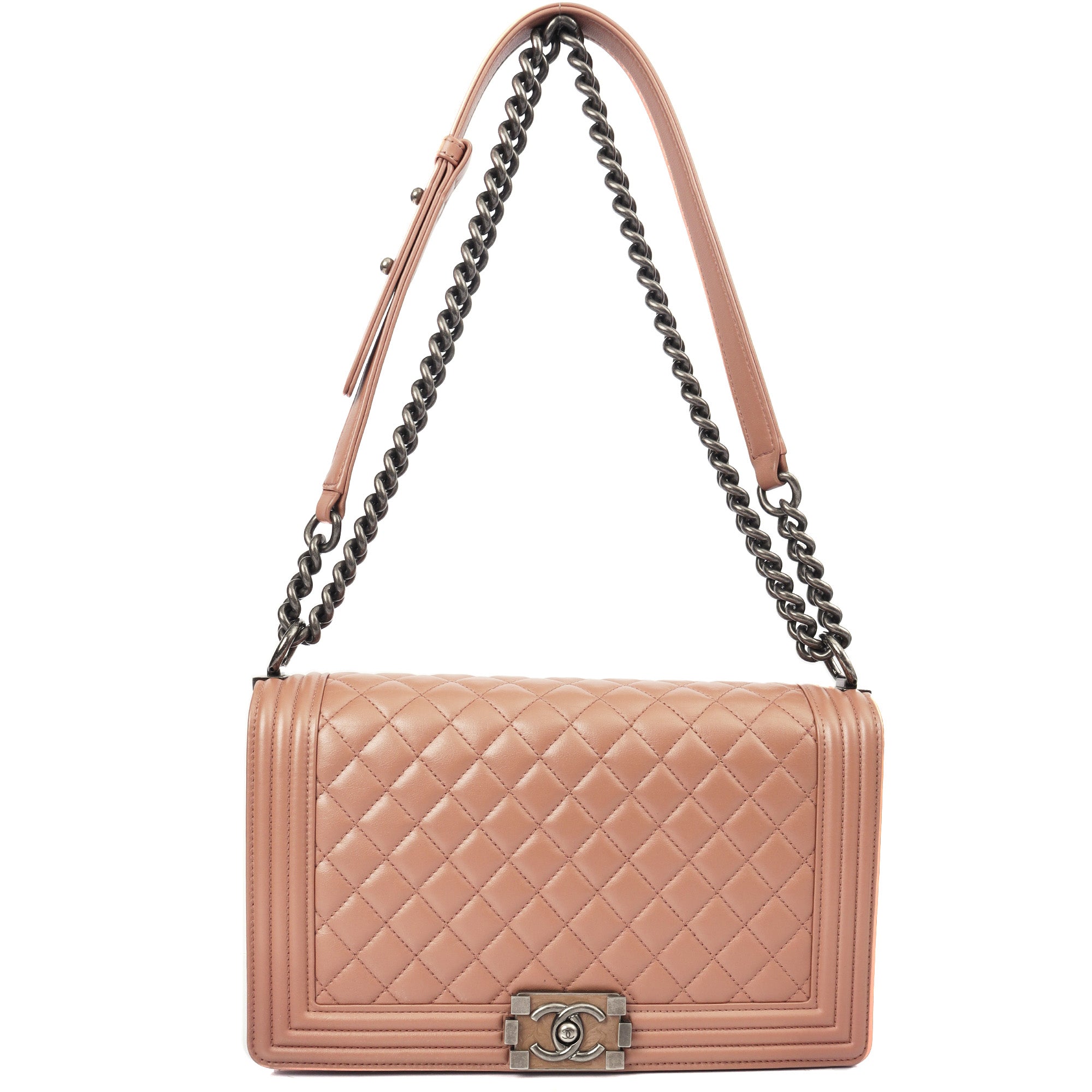 Chanel Shoulder Bag Boy - Medium in Pink, Calfskin Leather
