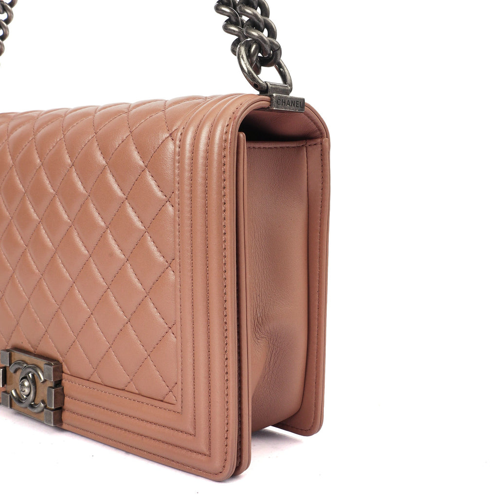 Chanel Shoulder Bag Boy - Medium in Pink, Calfskin Leather