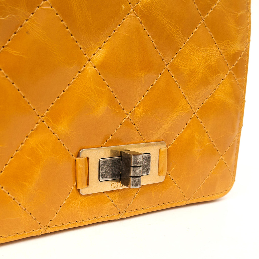 Chanel Top Handle Rita Dome in Yellow, Crinkled Calfskin Leather