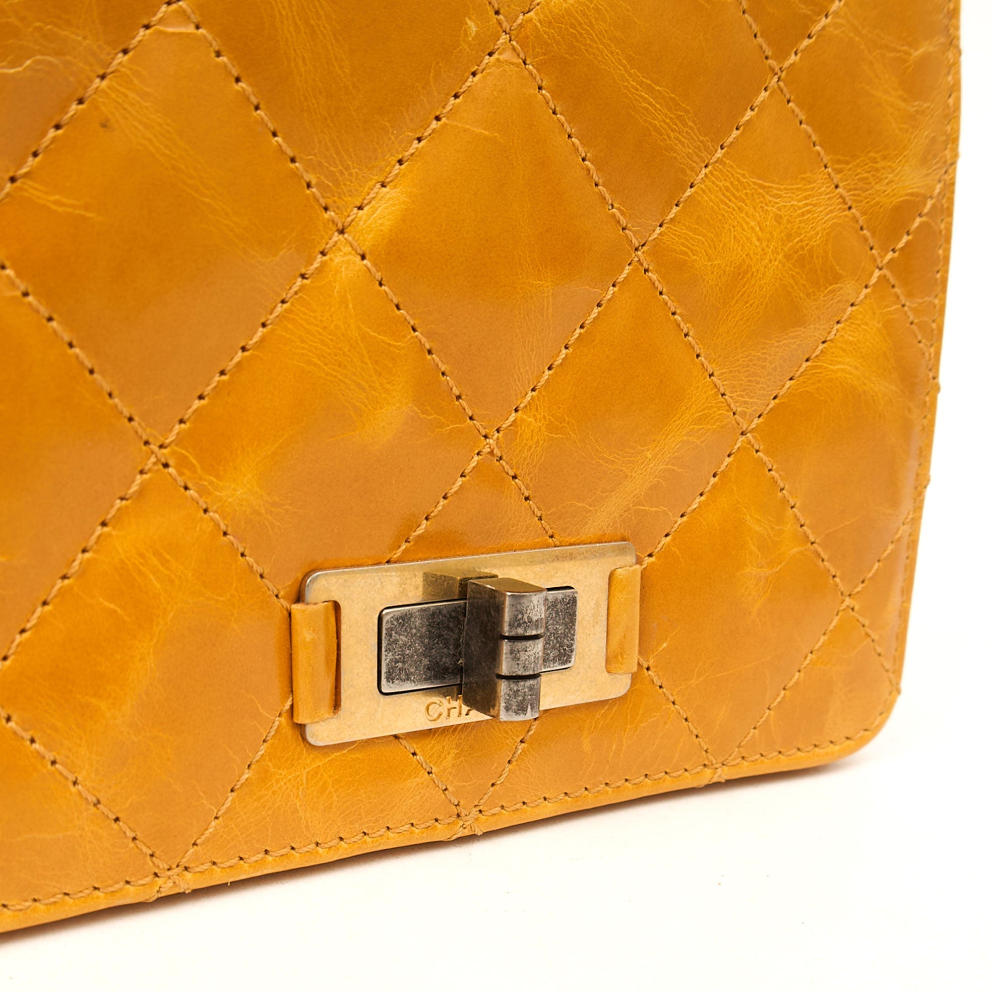 Chanel Top Handle Rita Dome in Yellow, Crinkled Calfskin Leather