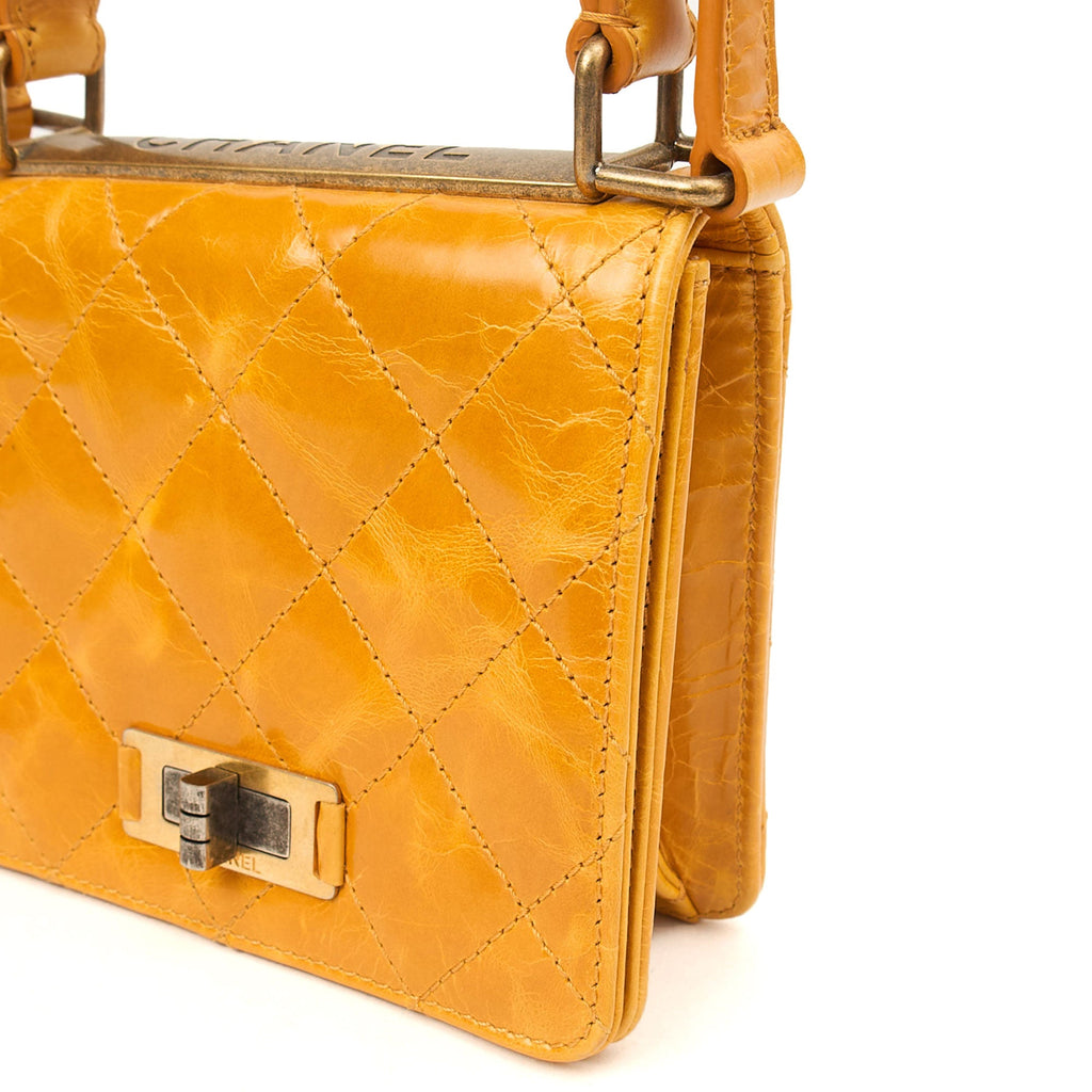 Chanel Top Handle Rita Dome in Yellow, Crinkled Calfskin Leather