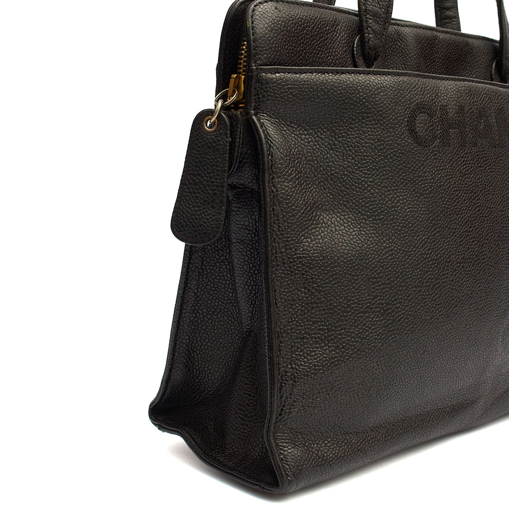Chanel Tote Vintage Tote in Black, Caviar Leather
