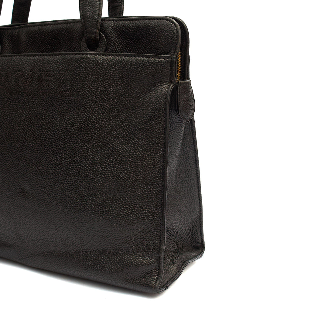 Chanel Tote Vintage Tote in Black, Caviar Leather