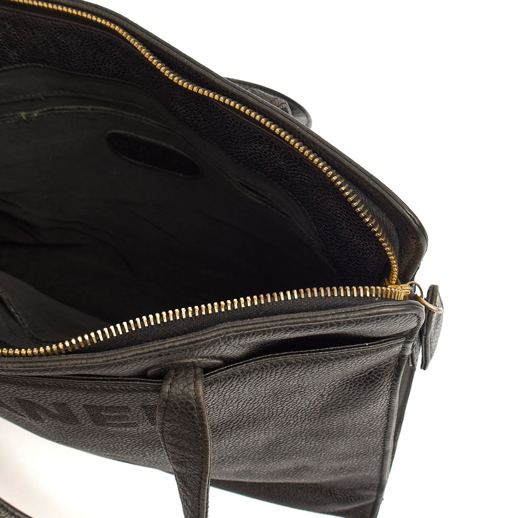Chanel Tote Vintage Tote in Black, Caviar Leather