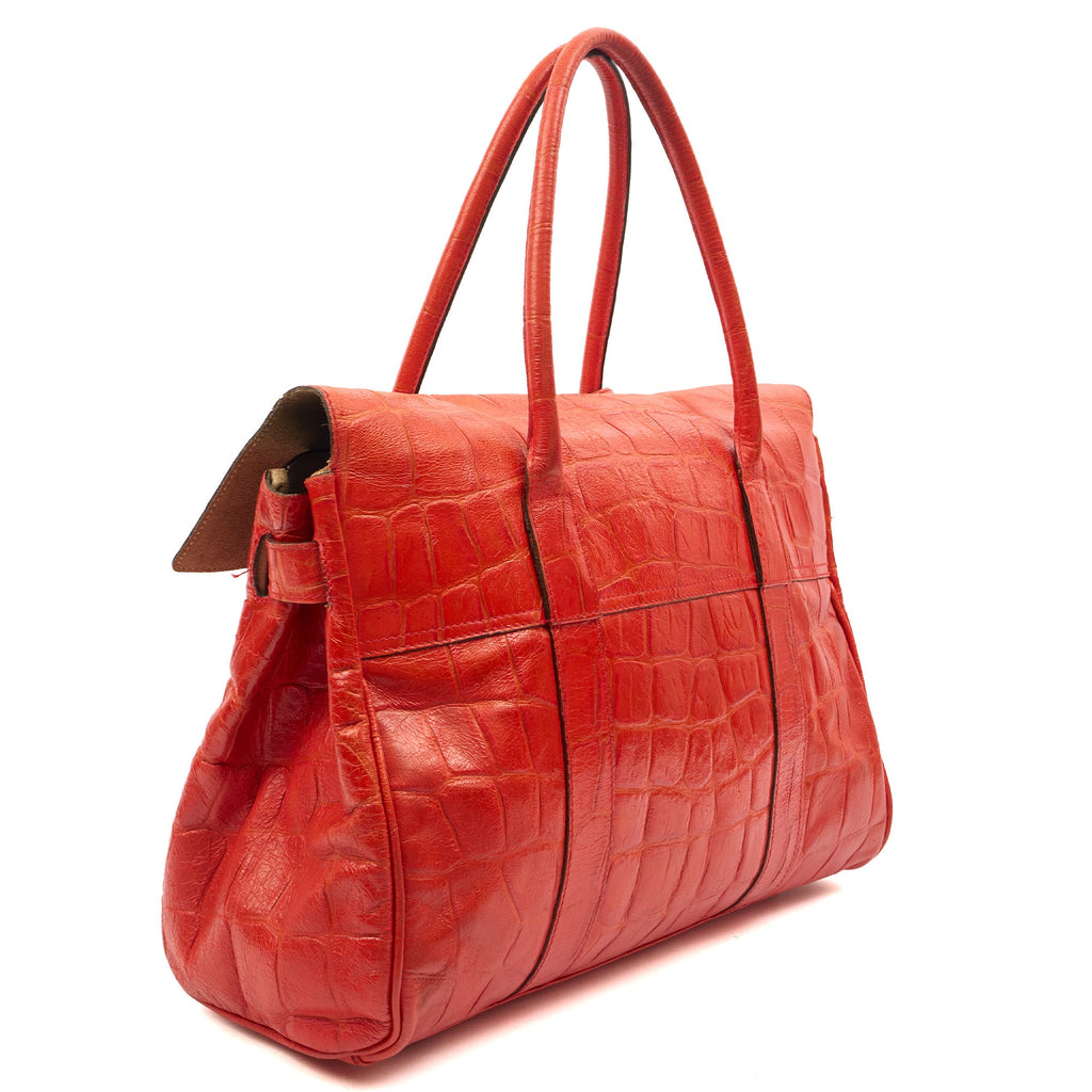 Mulberry Tote Bayswater Heritage in Red, Exotic Effect Leather