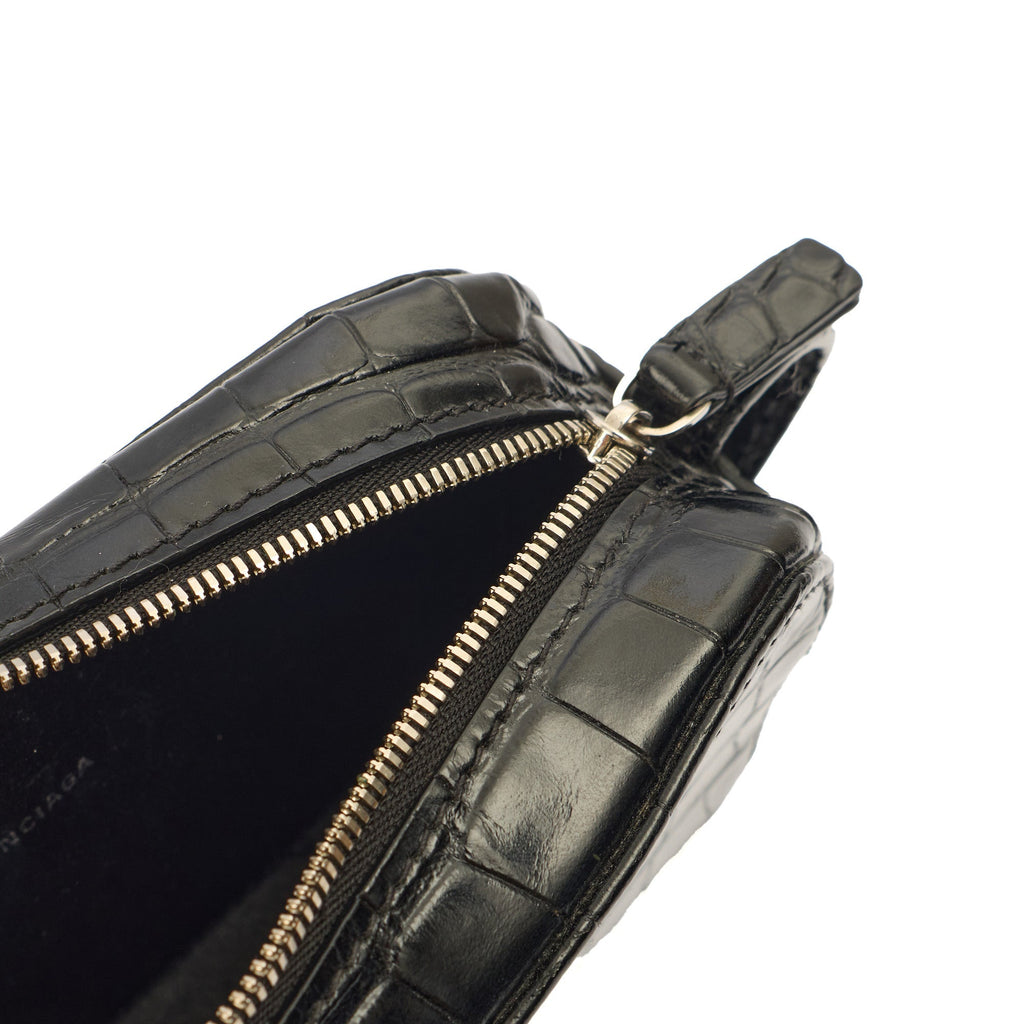Balenciaga Cross Body Everyday Camera Bag - XS in Black, Exotic Effect Leather