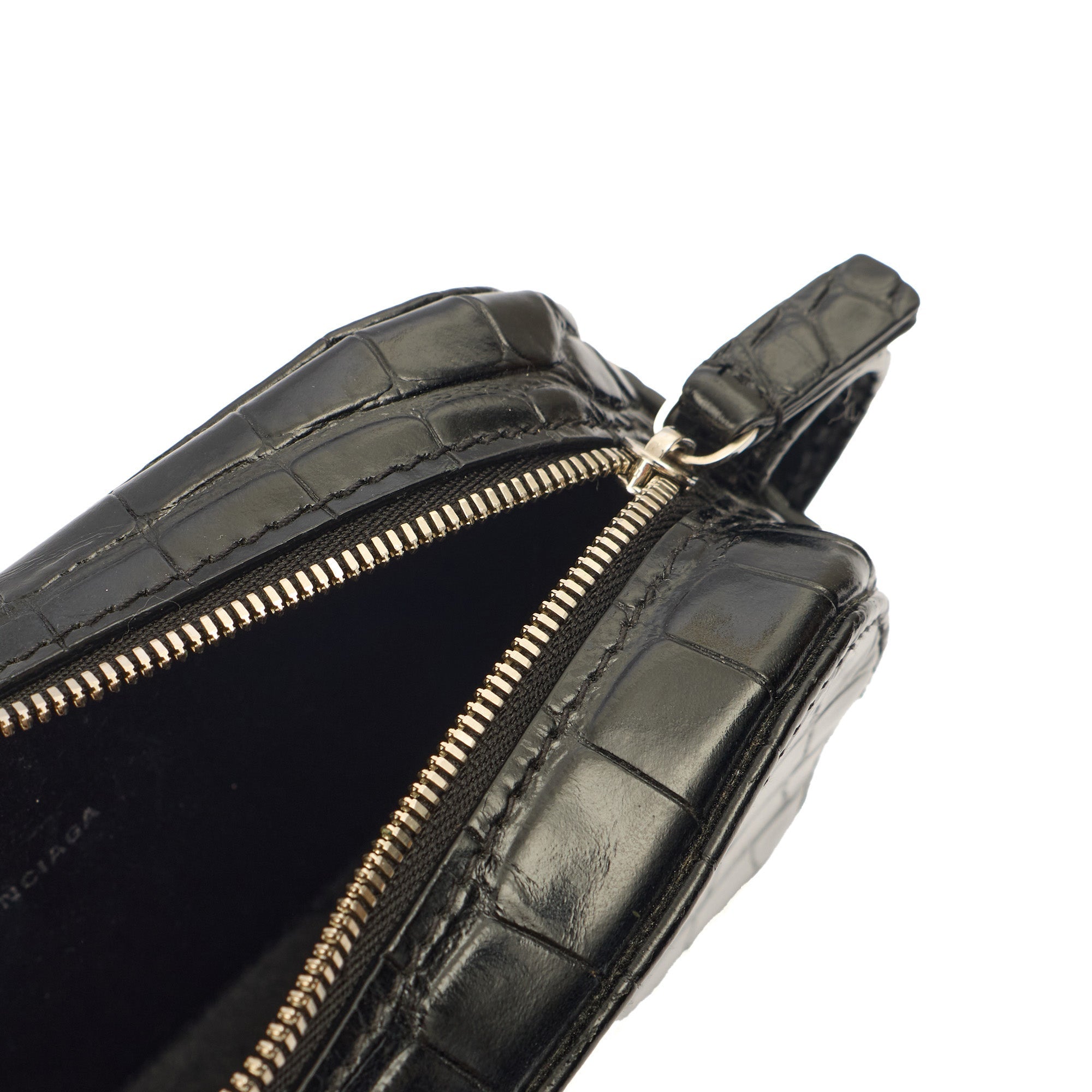 Balenciaga Cross Body Everyday Camera Bag - XS in Black, Exotic Effect Leather