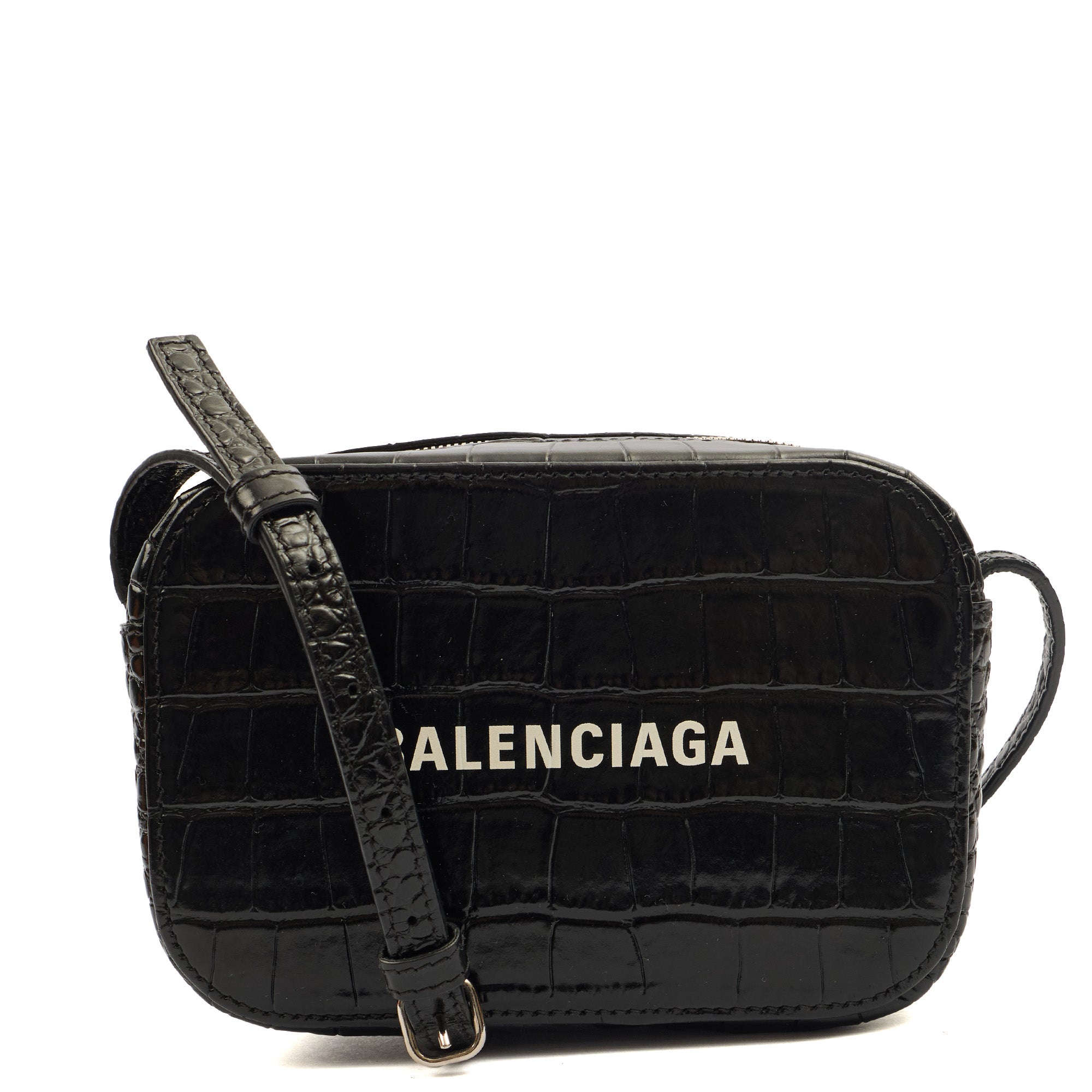Balenciaga Cross Body Everyday Camera Bag - XS in Black, Exotic Effect Leather