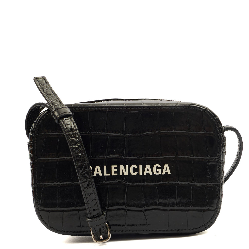 Balenciaga Cross Body Everyday Camera Bag - XS in Black, Exotic Effect Leather