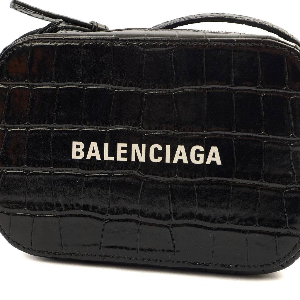 Balenciaga Cross Body Everyday Camera Bag - XS in Black, Exotic Effect Leather