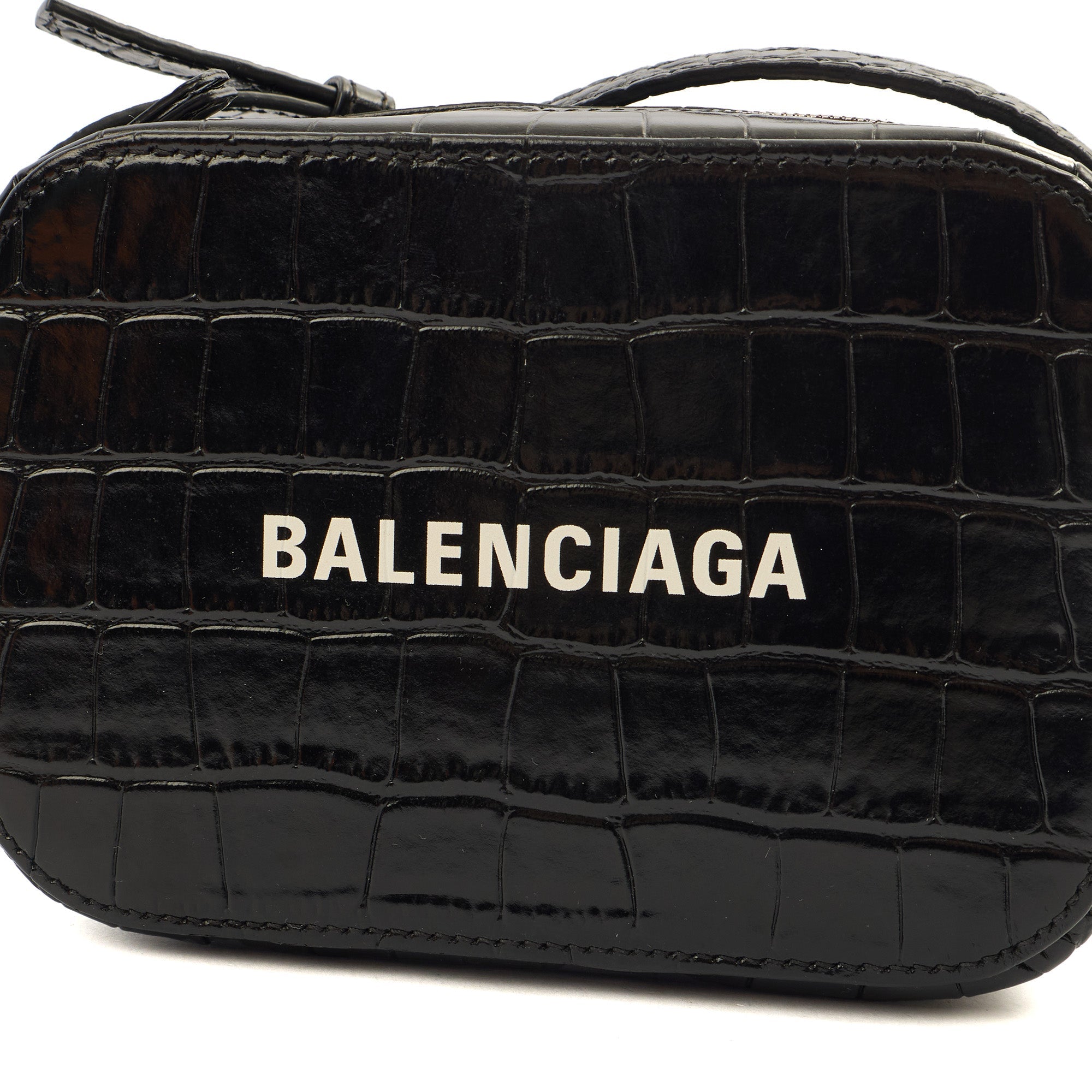 Balenciaga Cross Body Everyday Camera Bag - XS in Black, Exotic Effect Leather