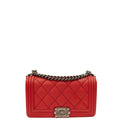 Chanel Shoulder Bag Boy - Medium in Red, Calfskin Leather