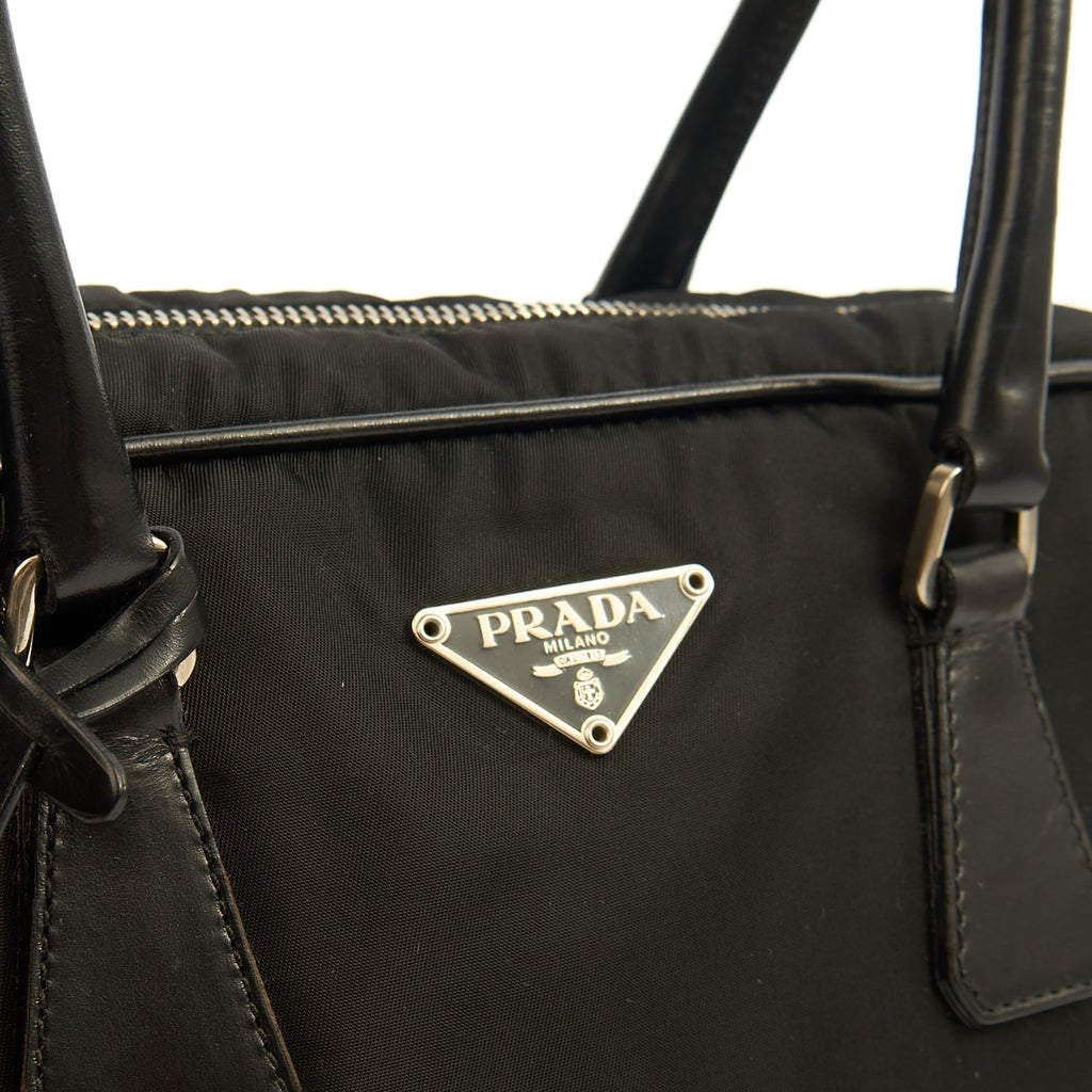 Prada Top Handle Shoulder Bag in Black, Nylon