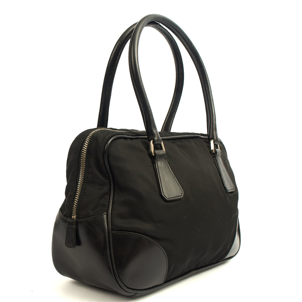 Prada Top Handle Shoulder Bag in Black, Nylon