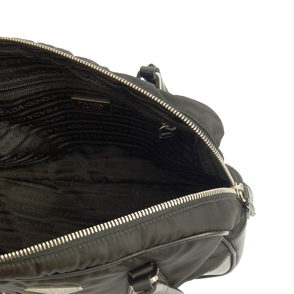 Prada Top Handle Shoulder Bag in Black, Nylon