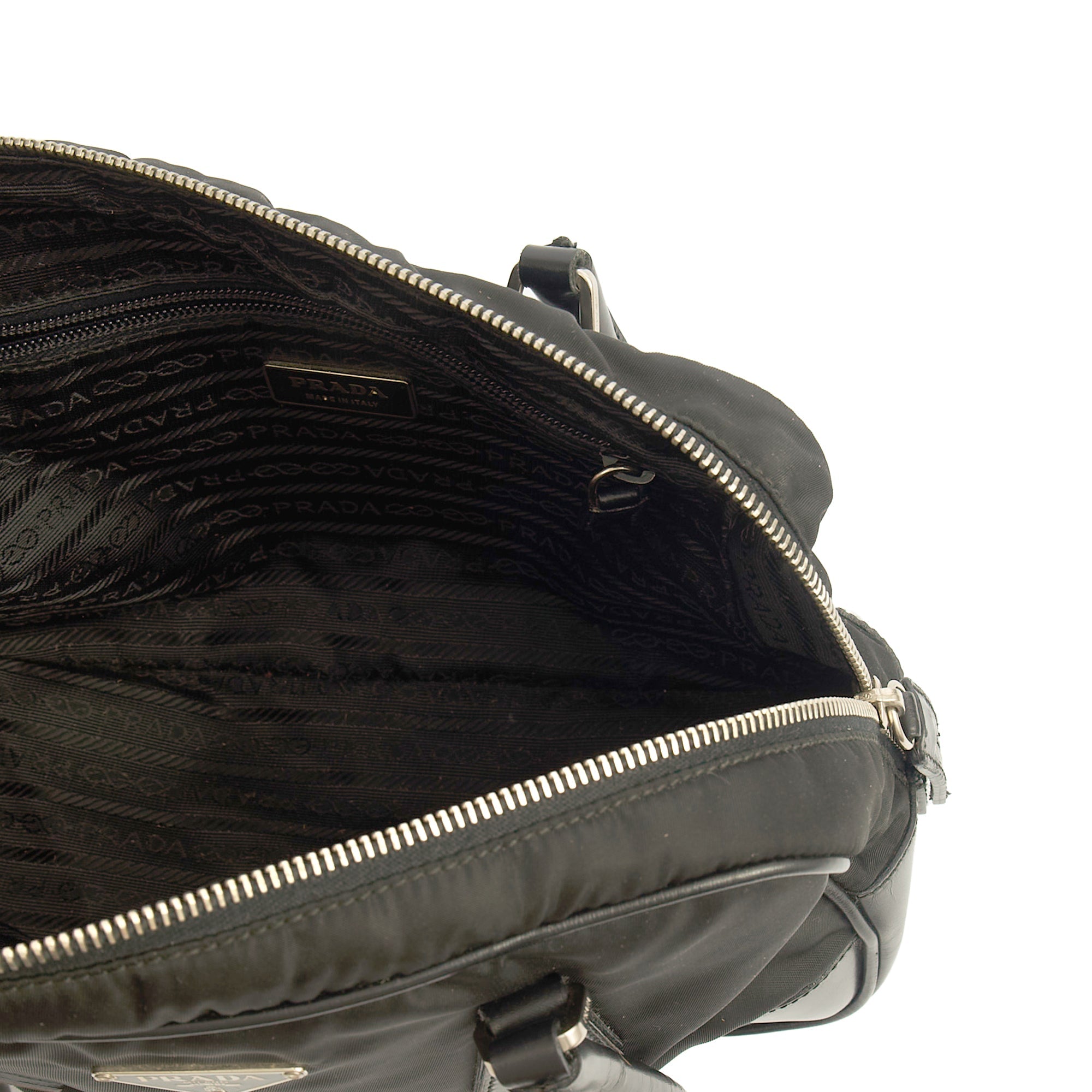 Prada Top Handle Shoulder Bag in Black, Nylon