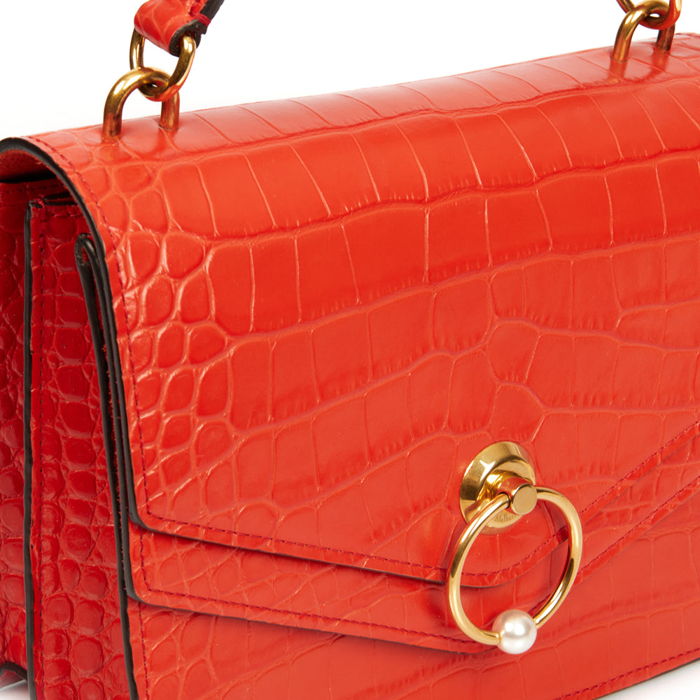 Mulberry Medium Harlow in Hibiscus , Exotic Effect Leather