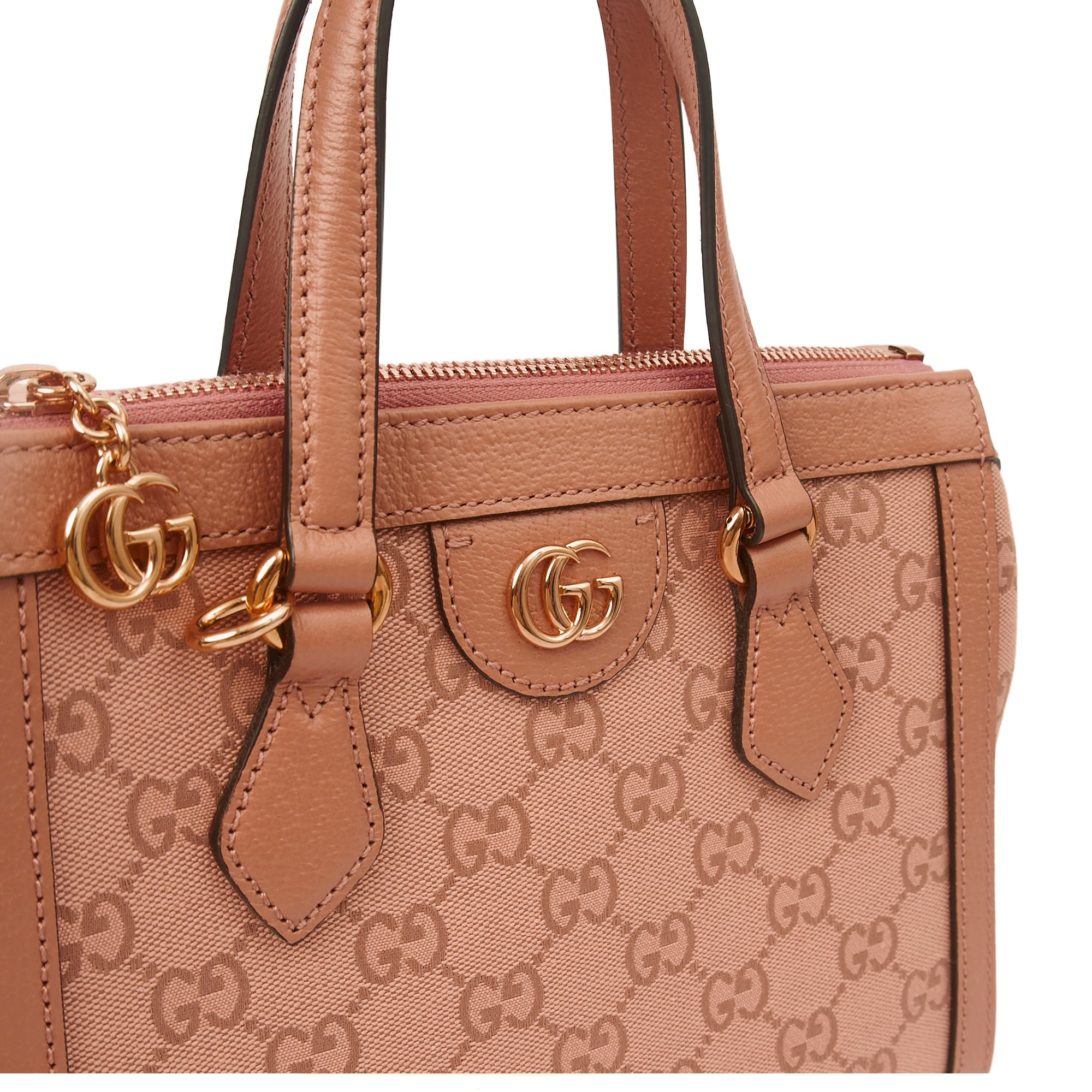 Gucci Tote Ophidia Tote Bag - Small in Dusty Pink, GG Canvas