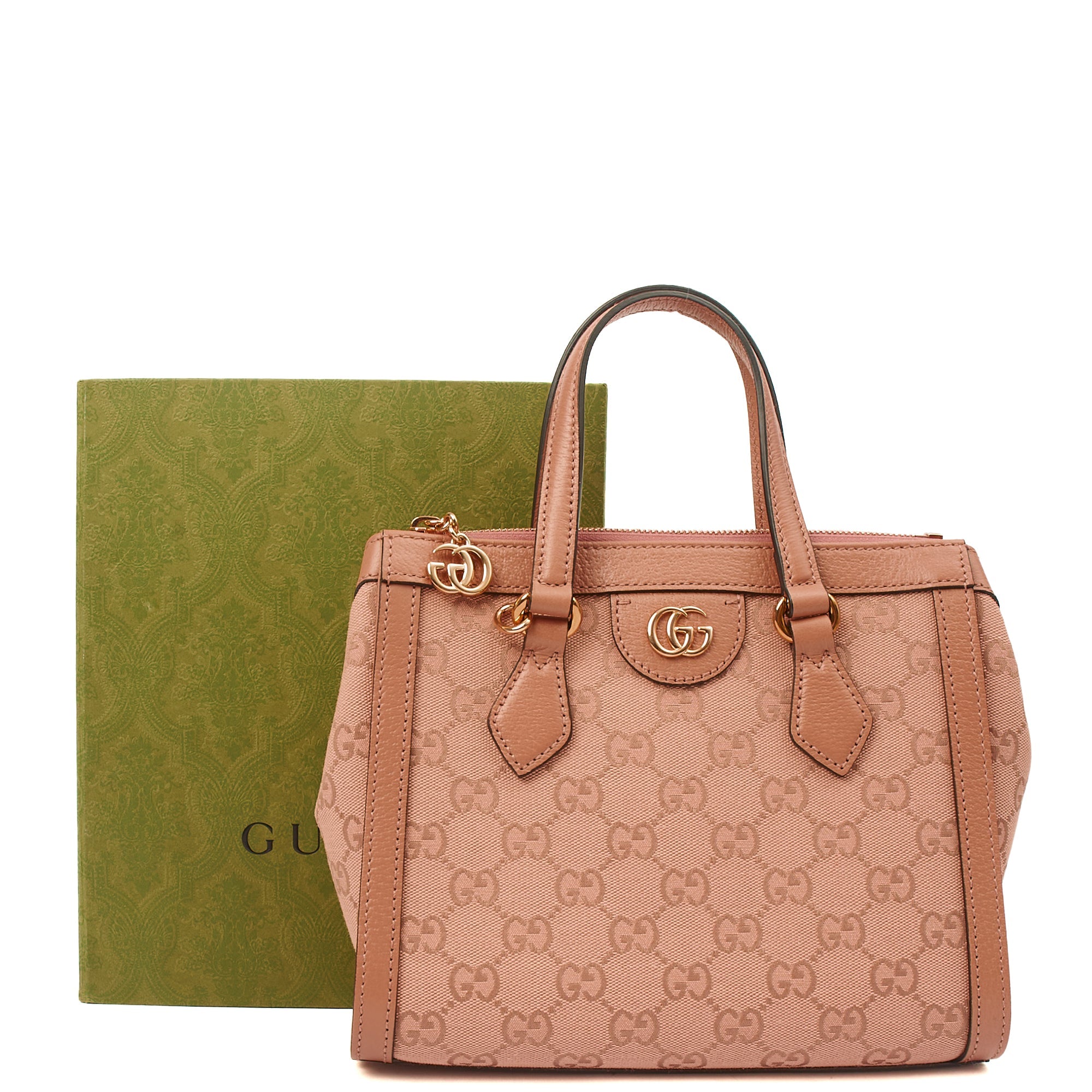 Gucci Tote Ophidia Tote Bag - Small in Dusty Pink, GG Canvas