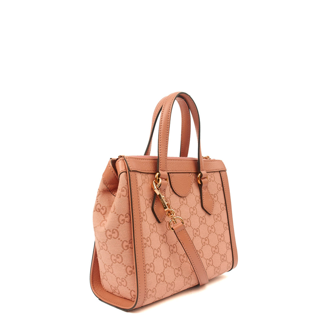 Gucci Tote Ophidia Tote Bag - Small in Dusty Pink, GG Canvas