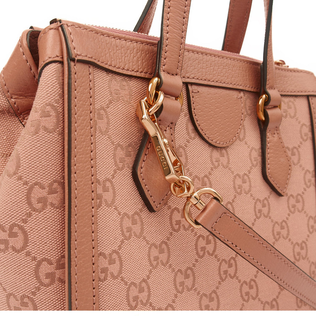 Gucci Tote Ophidia Tote Bag - Small in Dusty Pink, GG Canvas
