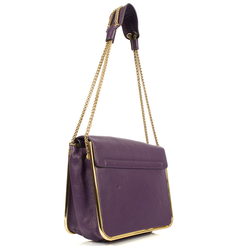 Chloe Shoulder Bag Sally - Medium in Purple, Calfskin Leather