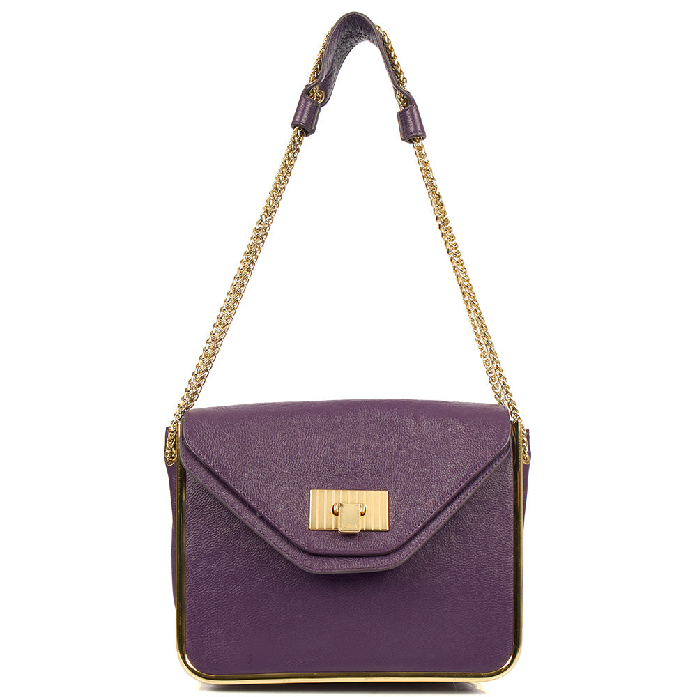 Chloe Shoulder Bag Sally - Medium in Purple, Calfskin Leather