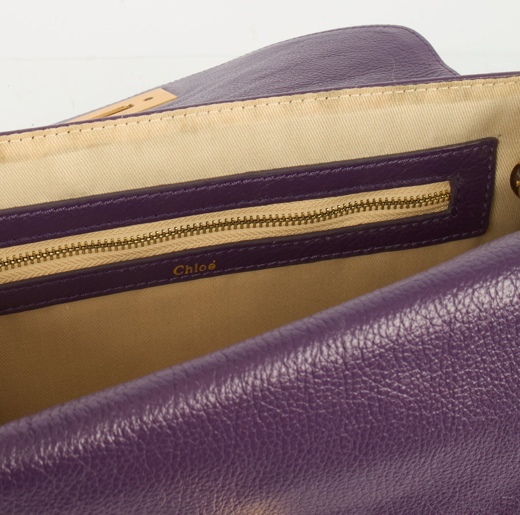 Chloe Shoulder Bag Sally - Medium in Purple, Calfskin Leather