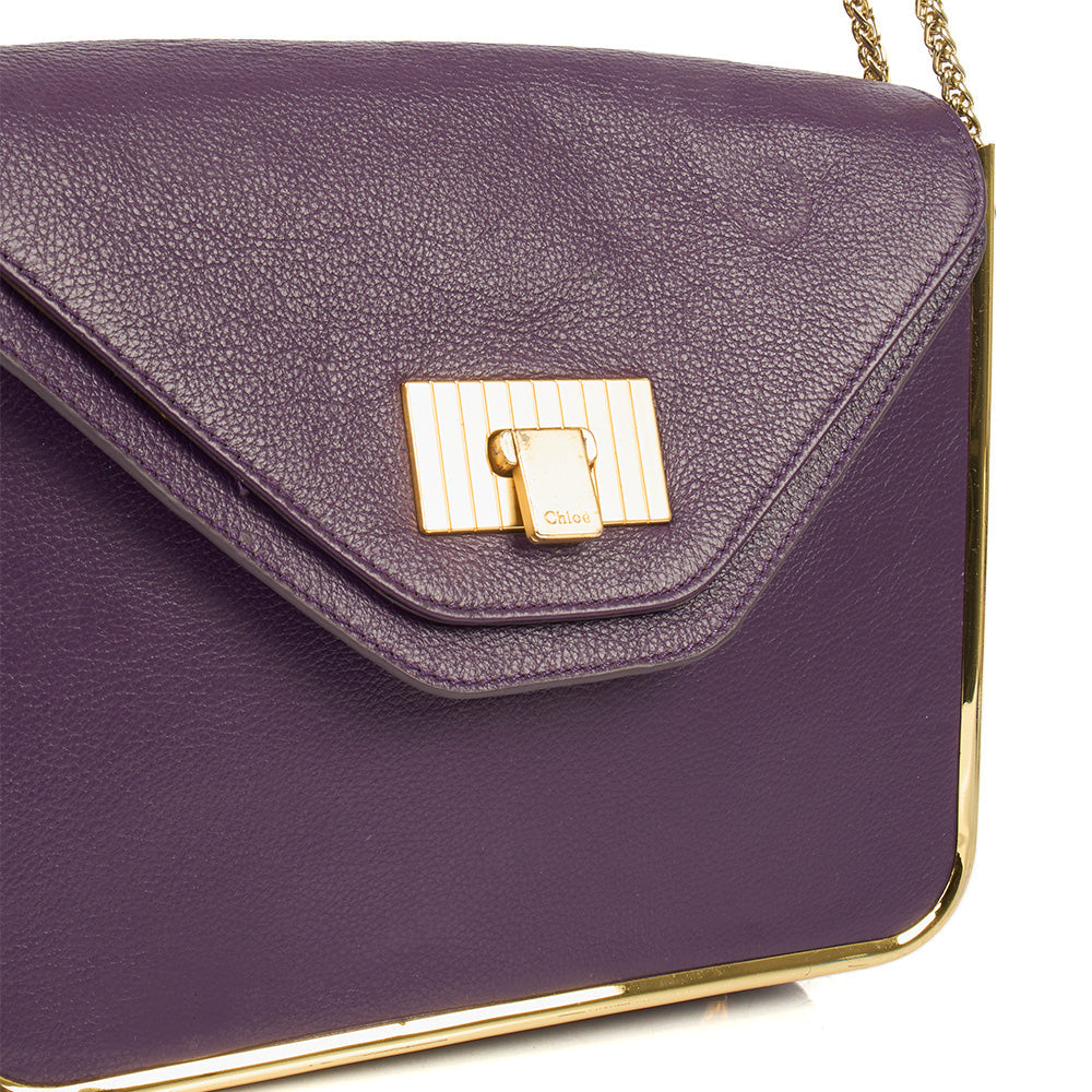 Chloe Shoulder Bag Sally - Medium in Purple, Calfskin Leather