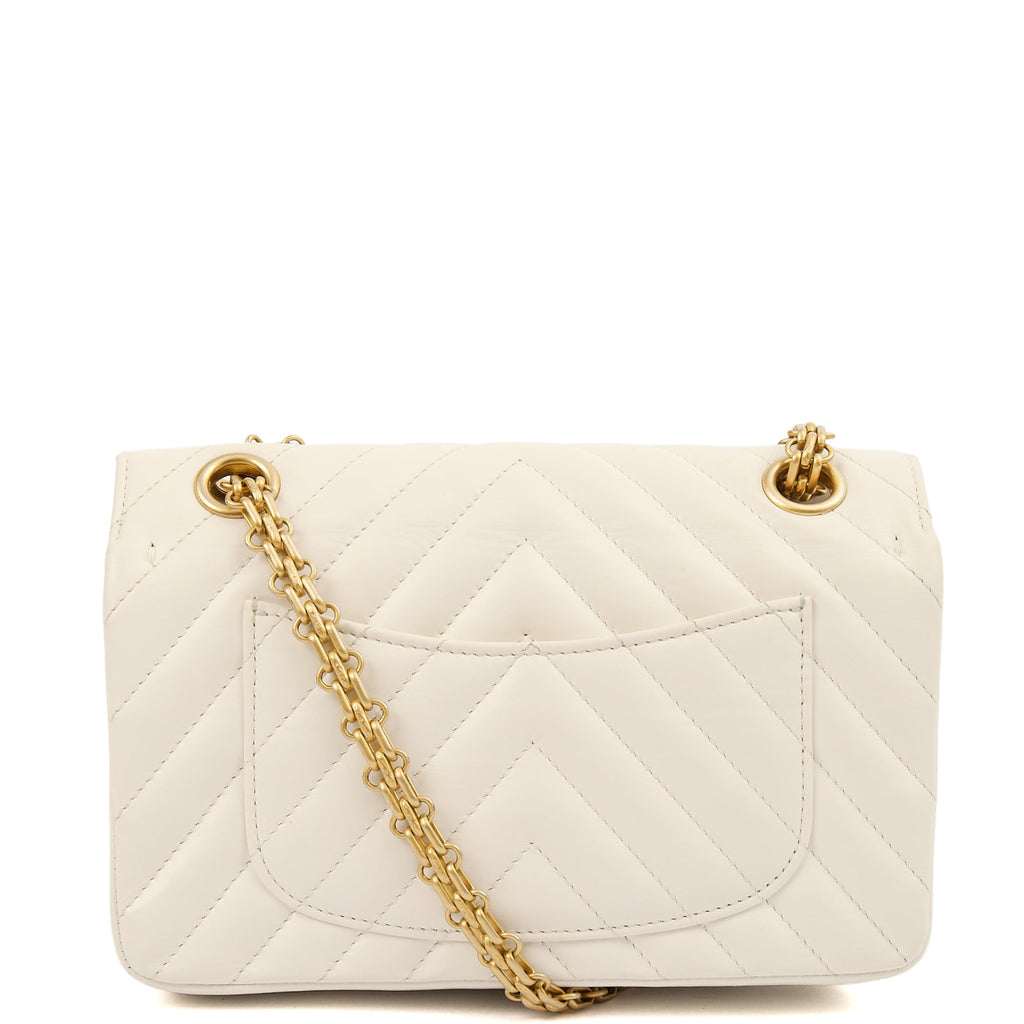 Chanel Cross Body Chevron Flap Bag  in White, Calfskin Leather