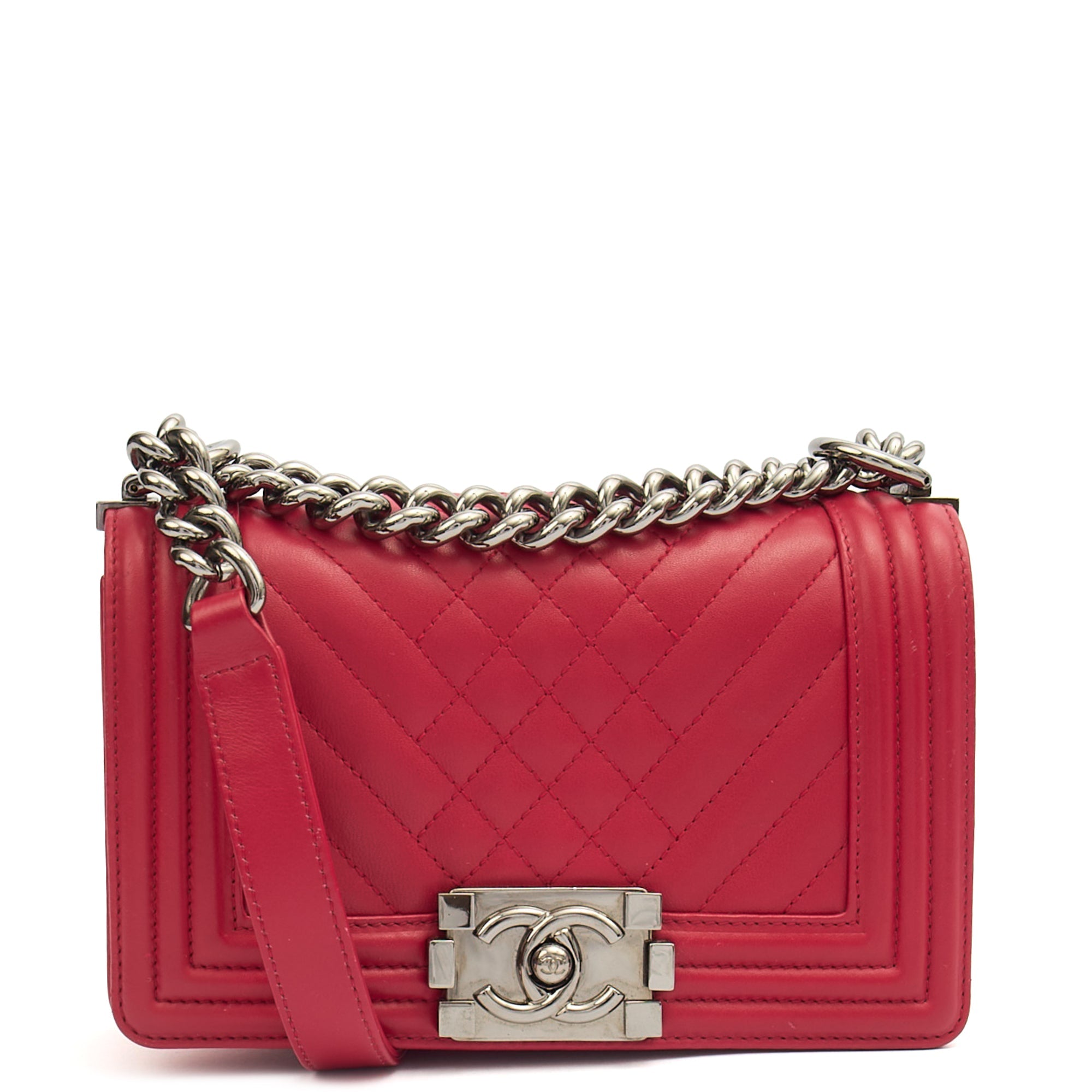 Chanel Shoulder Bag Boy - Small in Pink, Calfskin Leather