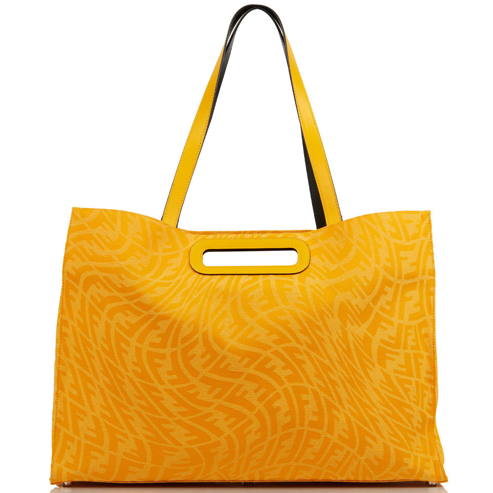 Fendi Tote Shopper Bag in Yellow, Fabric