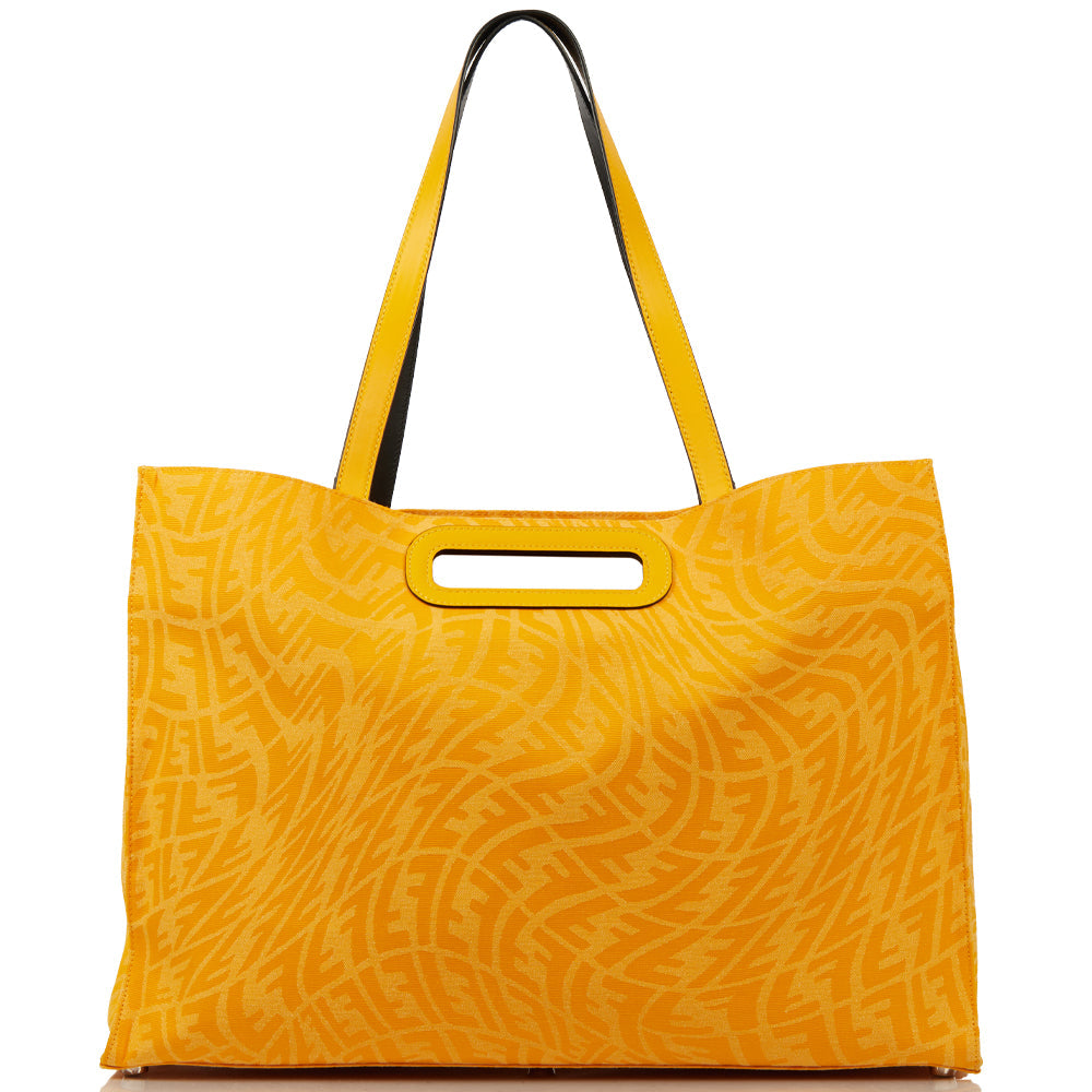 Fendi Tote Shopper Bag in Yellow, Fabric