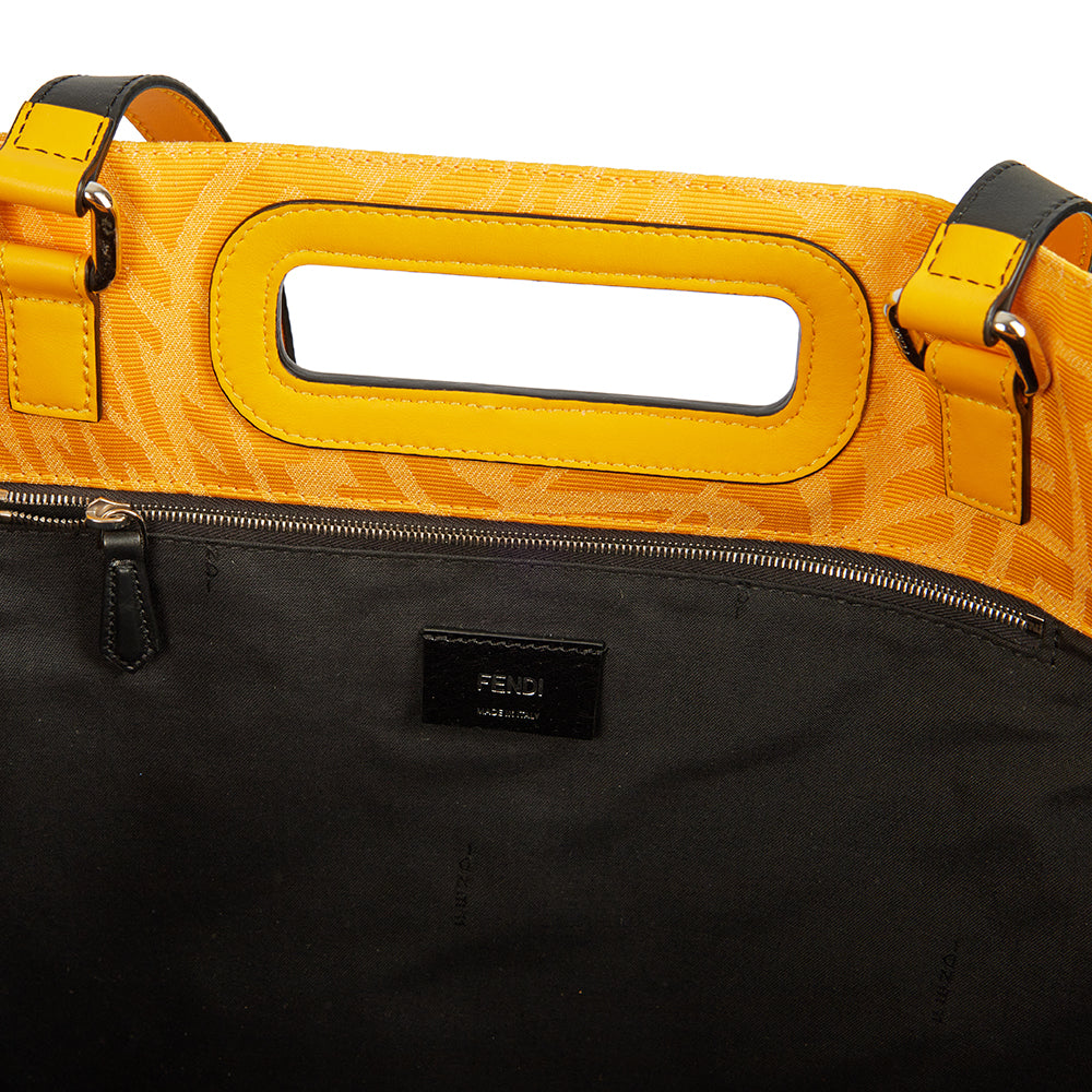 Fendi Tote Shopper Bag in Yellow, Fabric