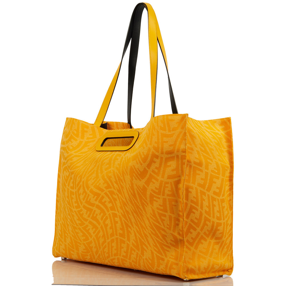 Fendi Tote Shopper Bag in Yellow, Fabric