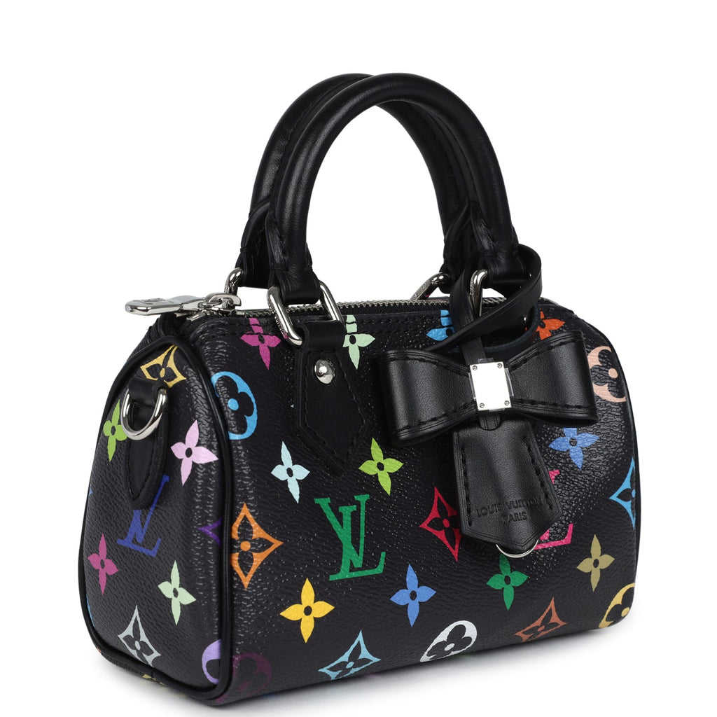 Louis Vuitton X Murakami Nano Speedy Bag Black Multicolor Monogram Silver Hardware