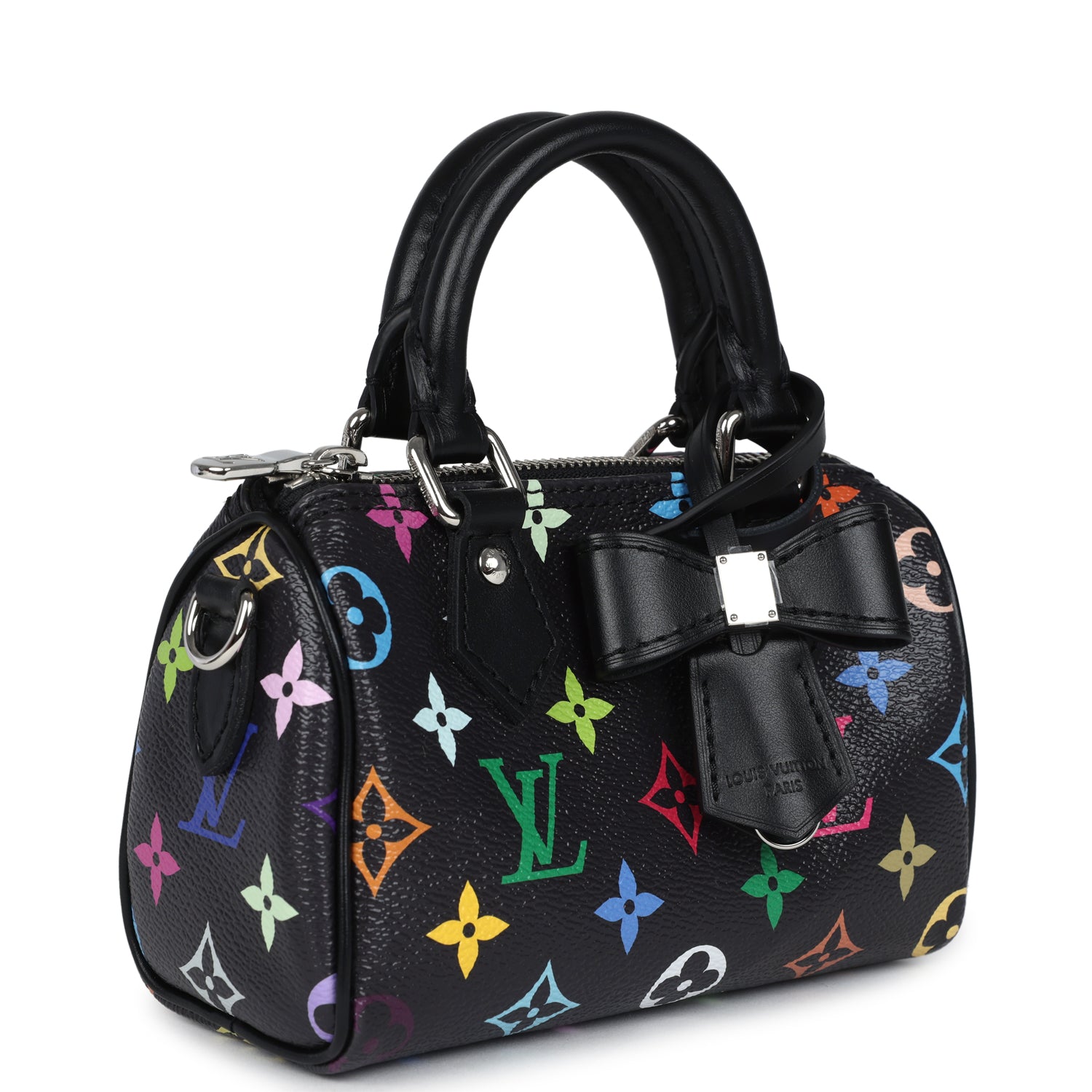 Louis Vuitton X Murakami Nano Speedy Bag Black Multicolor Monogram Silver Hardware