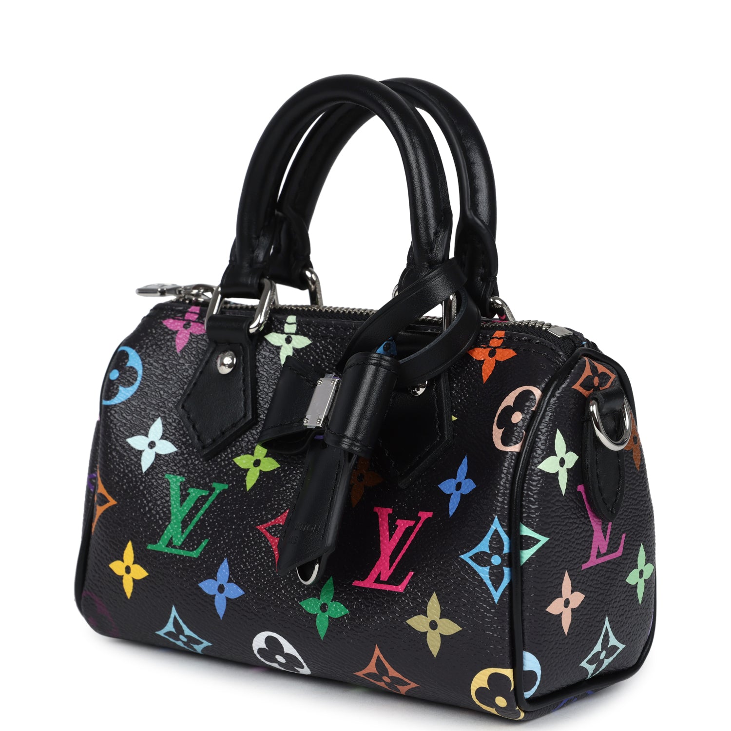 Louis Vuitton X Murakami Nano Speedy Bag Black Multicolor Monogram Silver Hardware